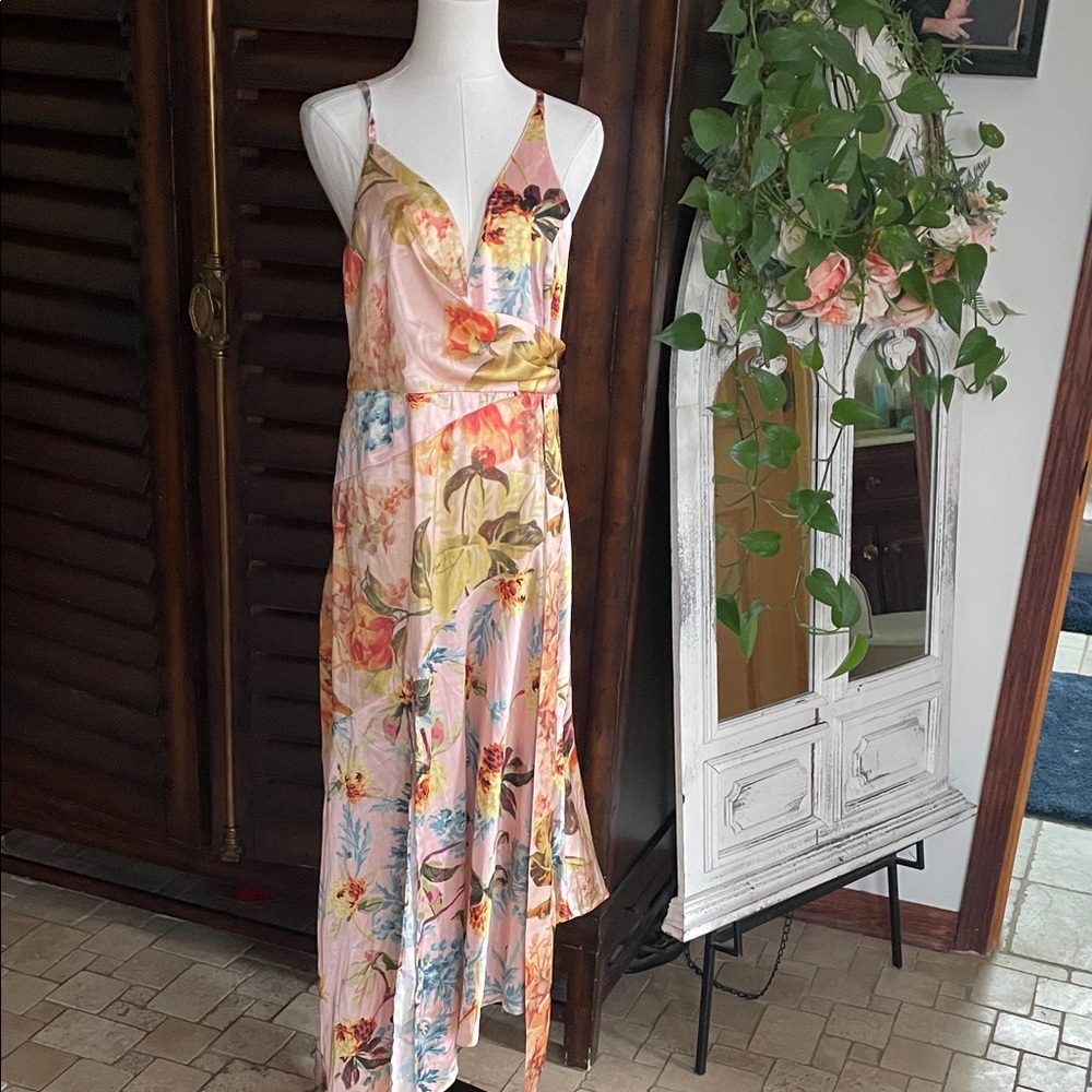 ASOS Flora V-Neck Maxi Dress Size 8 Tropical Evening Wedding Destination - Picture 3 of 14